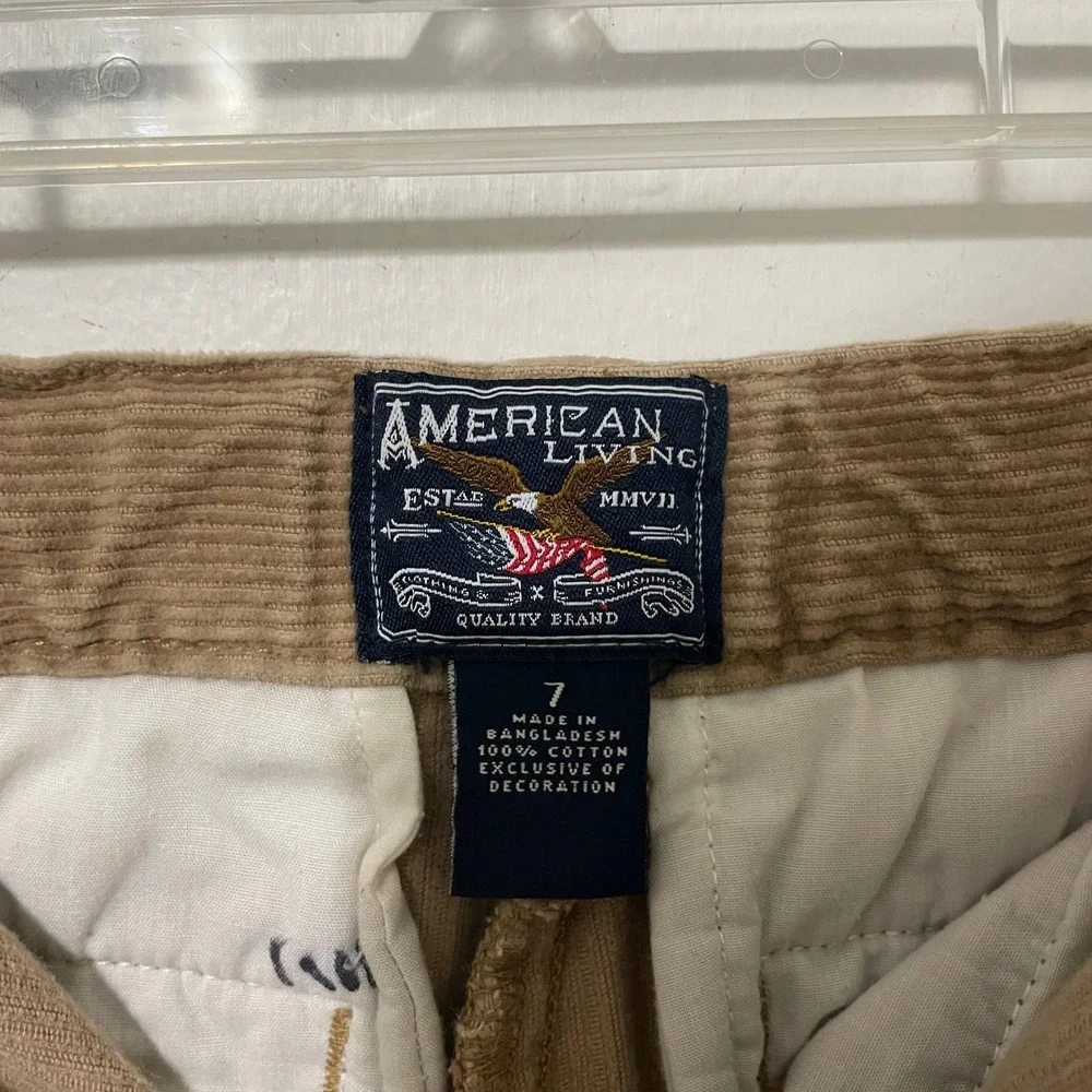 American Living Kids‎ Corduroy Pants Tan Size 7 Embroidered Eagle Pockets